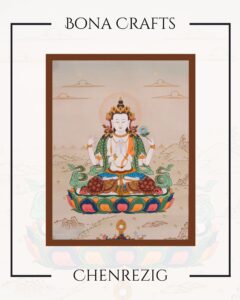 Chenrezig God of Compassion thanka painting